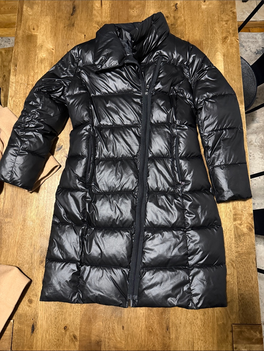 Express Black Long Quilted Puffer Coat